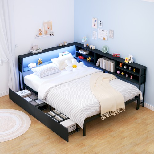 Corner bed frame modern black - modern,