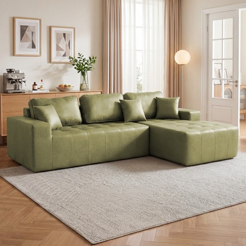 108 couch leather sectional - sectional, l
