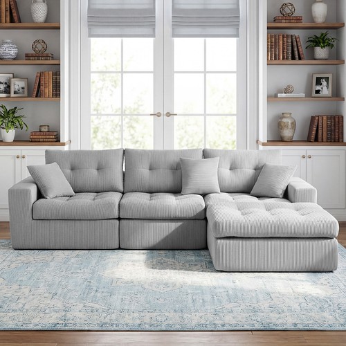 Corduroy corner chaise - corner,