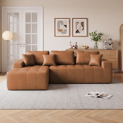 Faux leather corner chaise - corner,