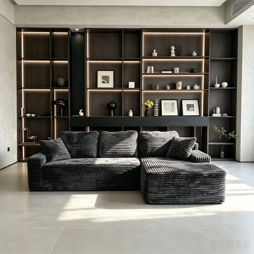 Shaped corner sofa gray - 96",