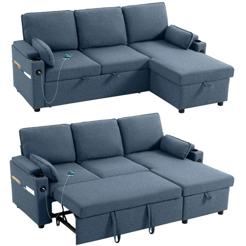 Corner sofa bed shaped - l,