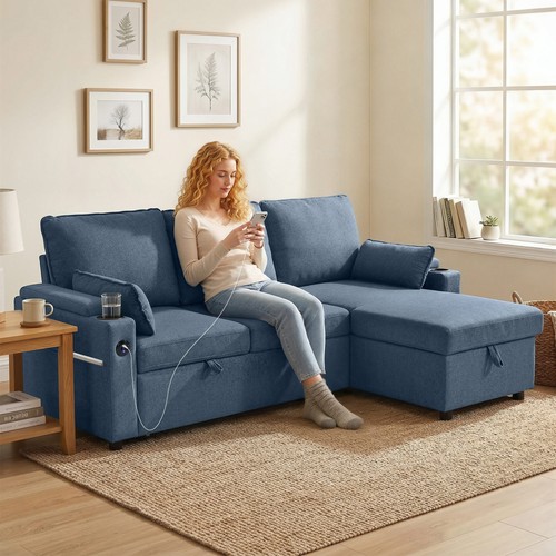 Homcom corner sofa bed l - sofa,