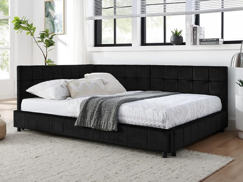 Shaped velvet corner bed - velvet,